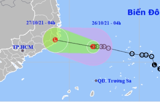 Áp thấp nhiệt đới giật cấp 9, cách Ninh Thuận và Khánh Hoà gần 300km